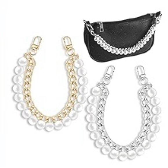 NWOT. Pearl Purse Chain Short Handle Replacement 12” Long ( 2 pieces) - Picture 1 of 9